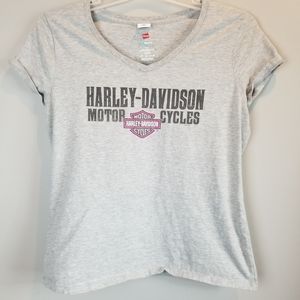 Womens Sz L Harley Davidson Birch Run MI tee